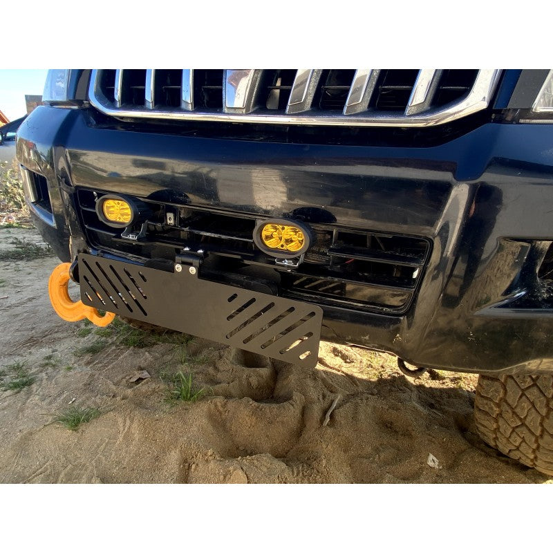 Foldable license plate holder for winch with LED bracket